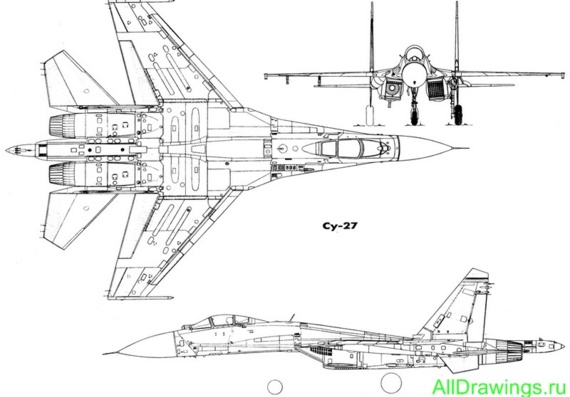 Сухой Су-27 чертежи (рисунки) самолета